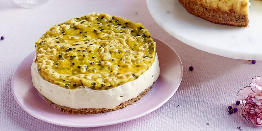 Cheesecake lactosevrij met passievruchten