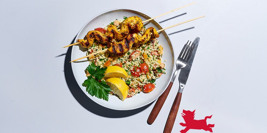 Kipbrochettes met citroen en kikkererwtentabouleh