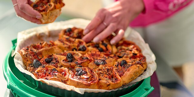 Pizza rolls aux champignons, jambon et courgettes