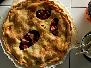 Tarte d’halloween poire et framboises