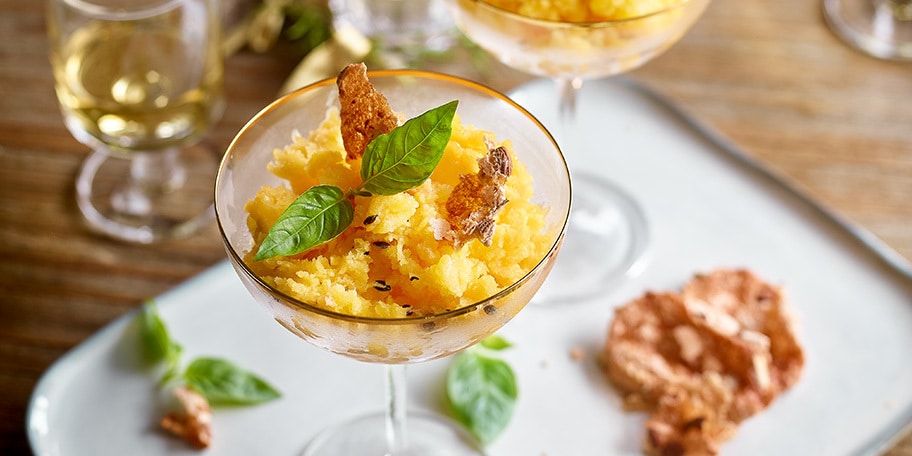 Granité au Sauternes, mangue et fruits de la passion