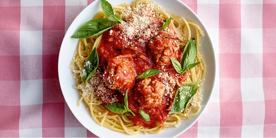 Spaghetti met balletjes en tomatensaus