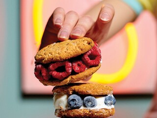 Ice cream sandwiches met vruchten