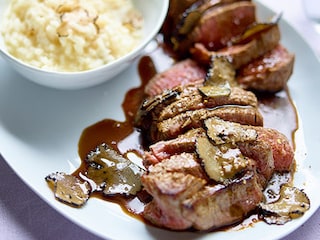 Filet pur de bœuf et risotto à la truffe