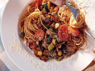 Spaghetti met ratatouille