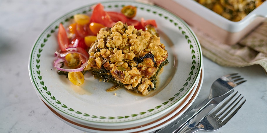 Crumble aux épinards, feta et beurre d’Ardenne salé Carlsbourg