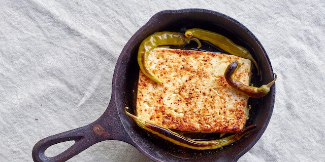 Gegrilde feta met chili