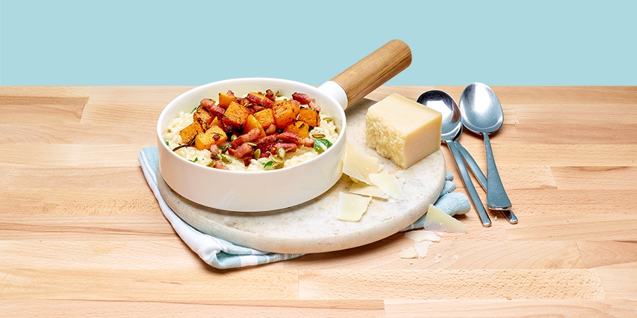 Makkelijke risotto met spek en butternut