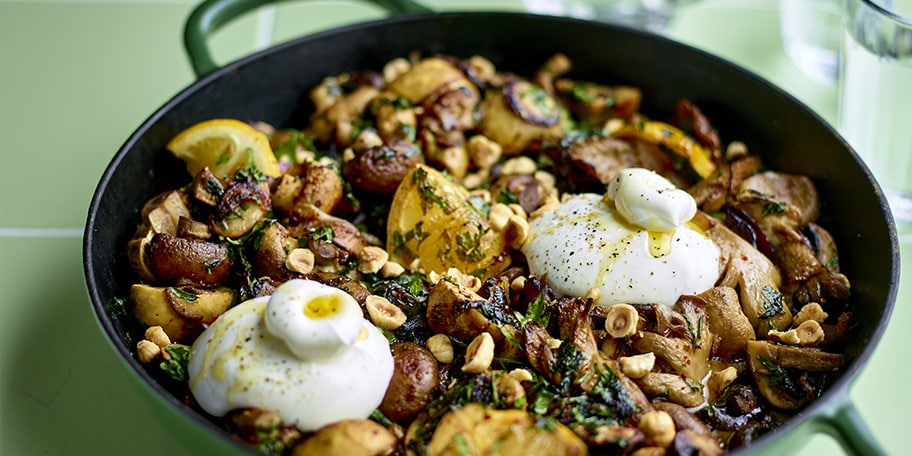 Champignons des bois et burrata au four