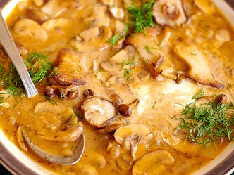 Winterse soep met champignons