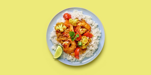 Easy rode curry met scampi in 30 minuten