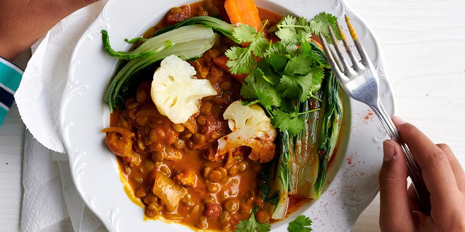 Curry de poulet aux lentilles