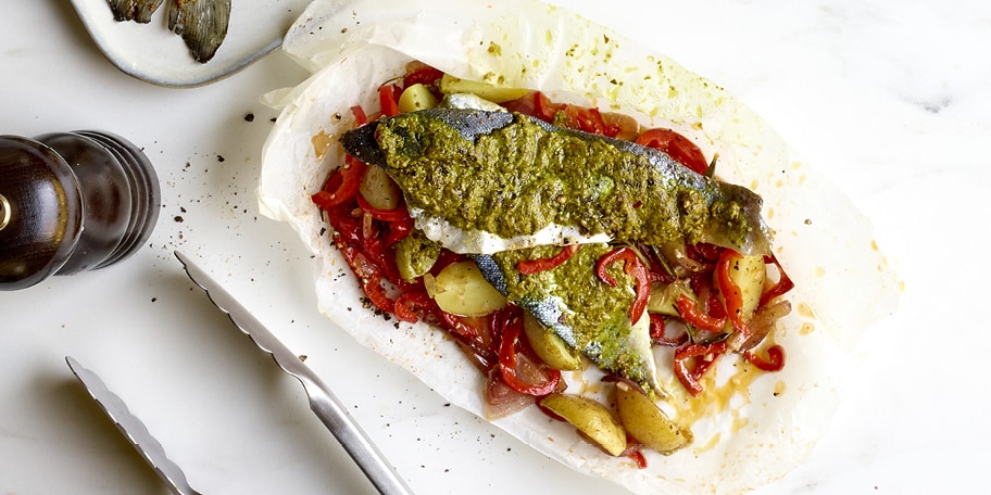 Papillotes de filets de truite à la chermoula