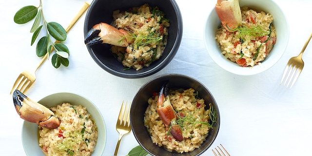 Risotto aux crabe, fenouil et salicornes