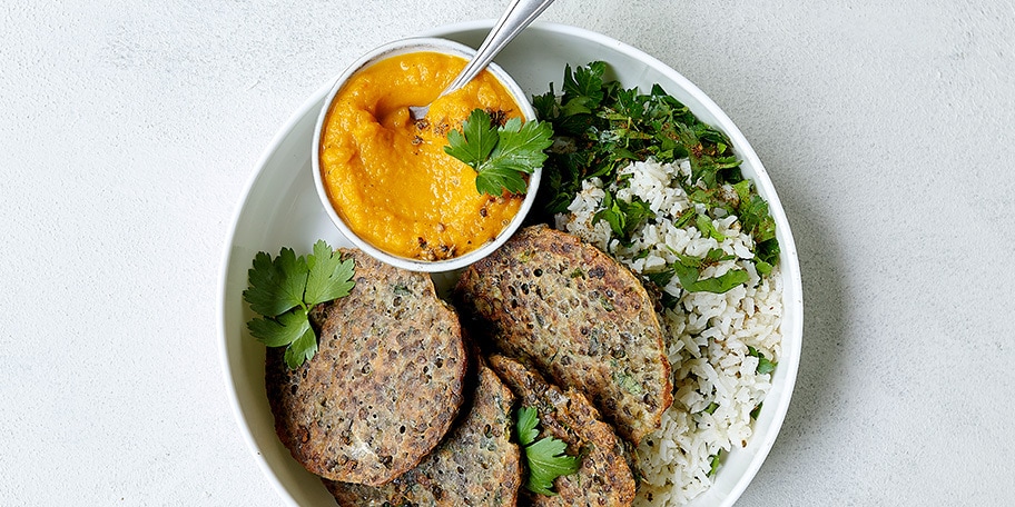 Galettes de lentilles aux sardines, coulis de carottes aux épices