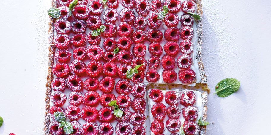 Croûte aux framboises et à la pistache