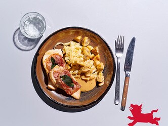 Saltimbocca de poulet, tagliatelle et champignons