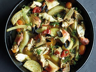 Ragoût de crabe aux tomates cerise et fenouil