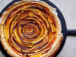 Tarte spirale aux carottes tricolores