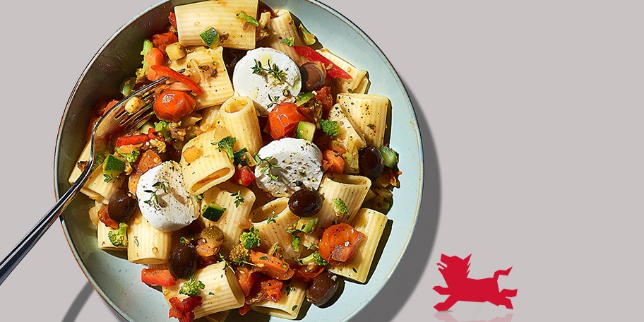 Rigatoni au chèvre et aux légumes méditerranéens