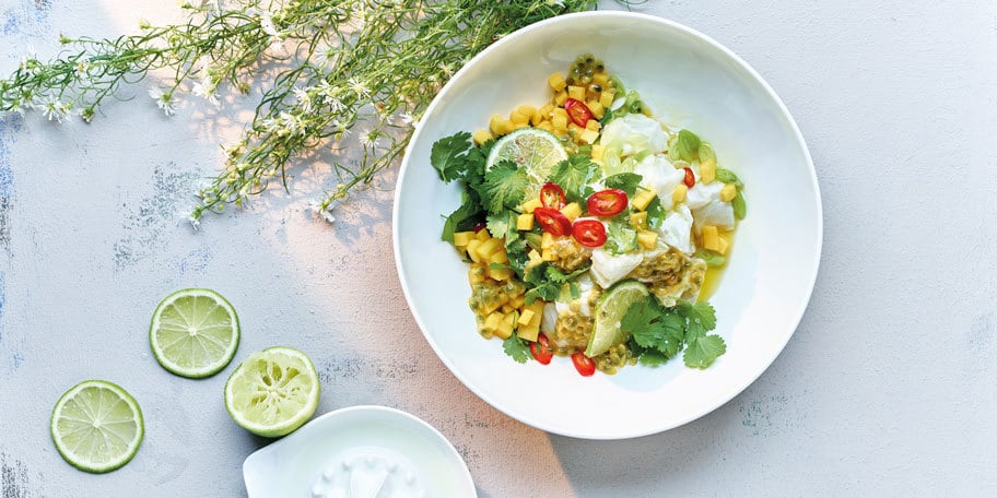 Ceviche de cabillaud à la mangue et au citron vert