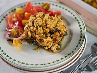Crumble met spinazie, feta en Carlsbourg gezouten Ardense boter
