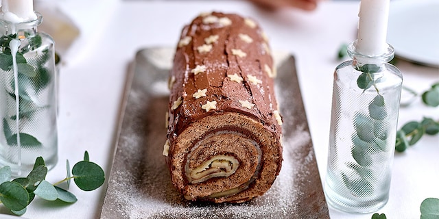 Bûche végane au chocolat et massepain