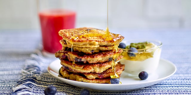 Pancakes met havermoutvlokken en banaan