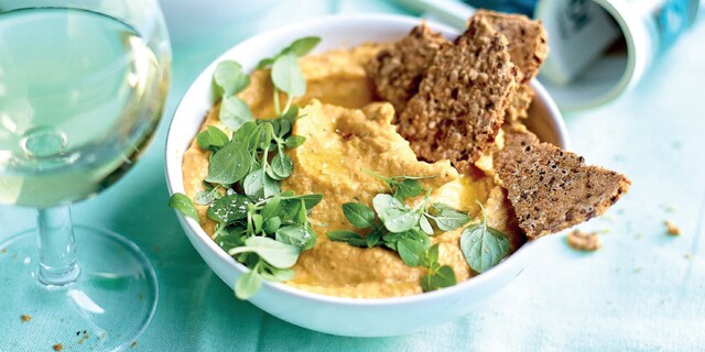 Hummus met zoete aardappelen