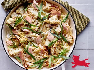 Penne met gerookte forel, mascarpone en geroosterde bloemkool