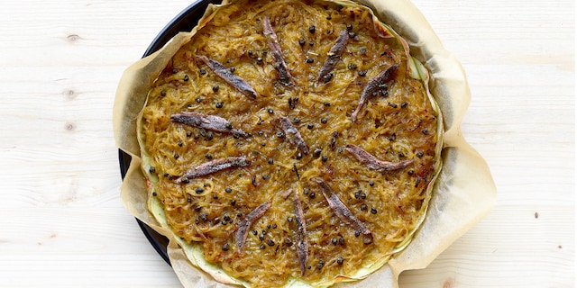 Pissaladière en croûte de pommes de terre