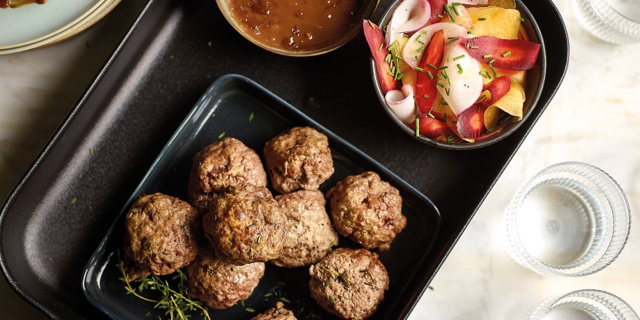 Boulettes de sanglier aux légumes en saumure