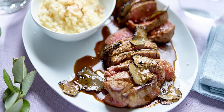 Filet pur de bœuf et risotto à la truffe