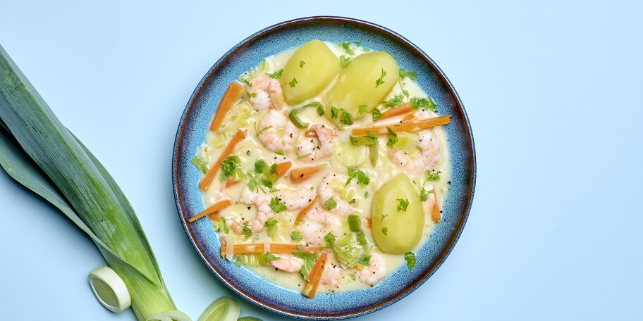 Waterzooi met scampi's en fijne groenten