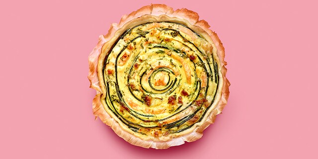 Quiche met zalm en courgette