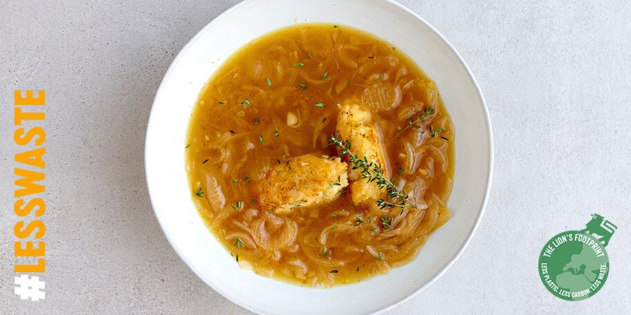 Soupe à l'oignon et knödels au fromage à raclette