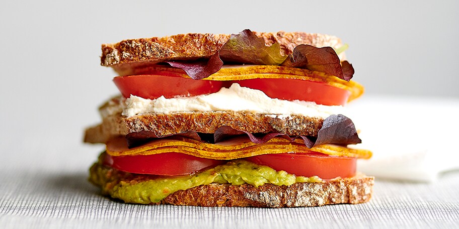 Happy chicken lettuce tomato sandwich