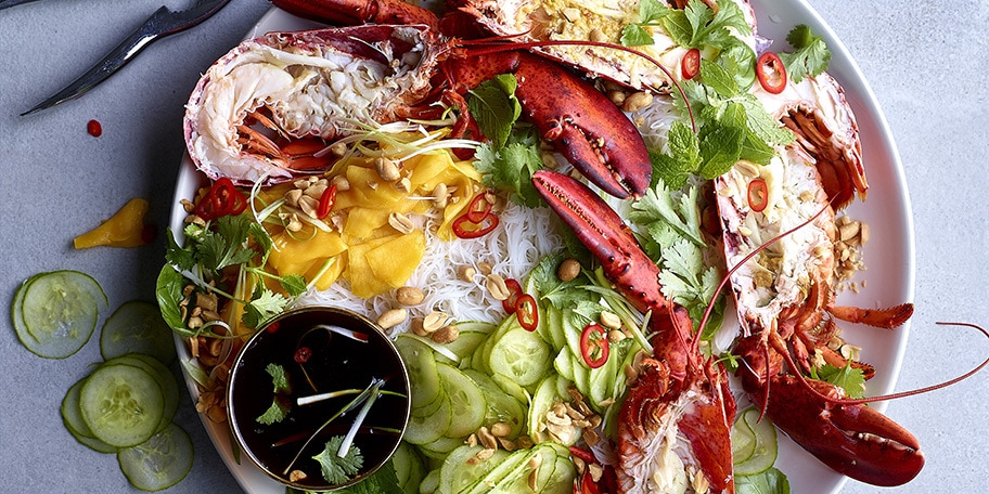 Thaise kreeftsalade met rijstvermicelli