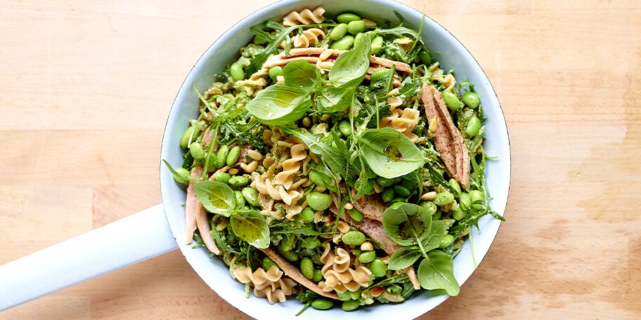 Fusillis au thon et pesto d’edamame