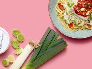 Linguine met kabeljauw en prei