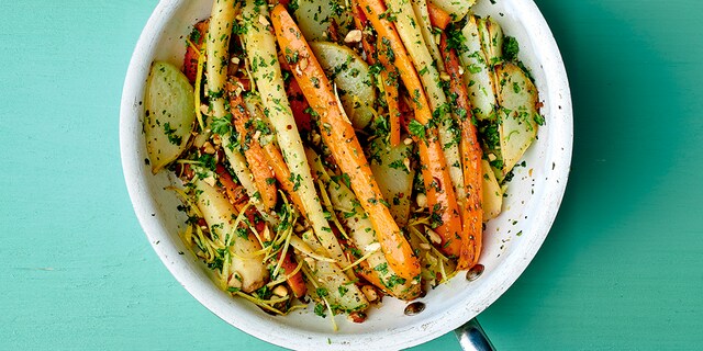 Gestoofde wortelgroenten met gremolata