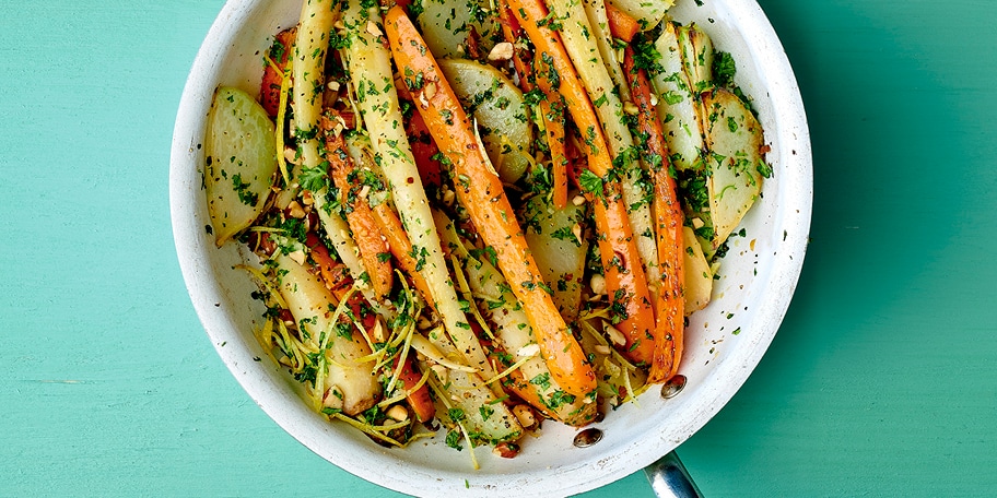 Gestoofde wortelgroenten met gremolata
