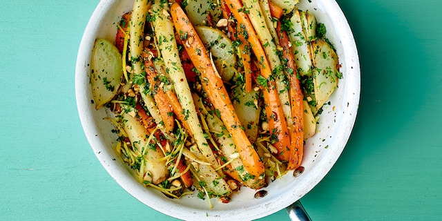 Gestoofde wortelgroenten met gremolata