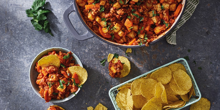 Chili au poulet et aux nachos							