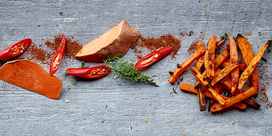 Frietjes van zoete aardappelen