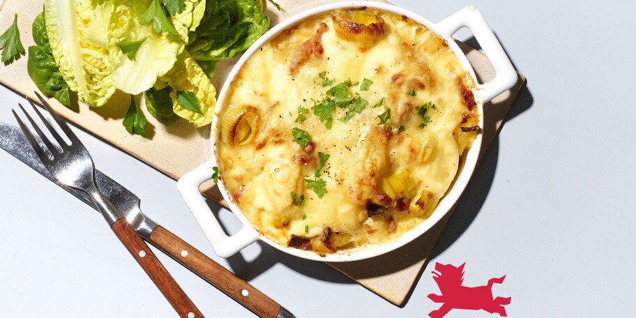 Tartiflette aux poireaux et au fromage à raclette