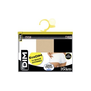 Dim | EcoDIM | Boxers coton | wit/beige/zwart | 44/46 