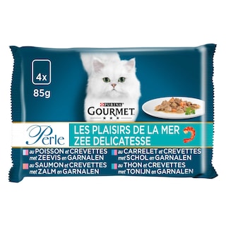 Gourmet | Perle | Aliment Chat | Adulte | Plaisirs Mer | Poisson 4 x 85 gr