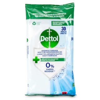 Dettol | 30 Lingettes Multi-Surf | 0% Harsch Residu 
