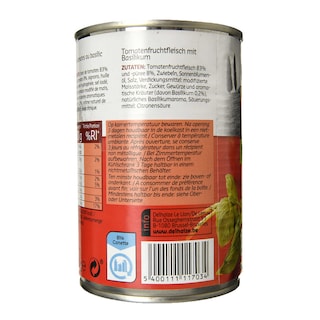 Delhaize | Tomaten | Vlees | Basilicum | Blik 